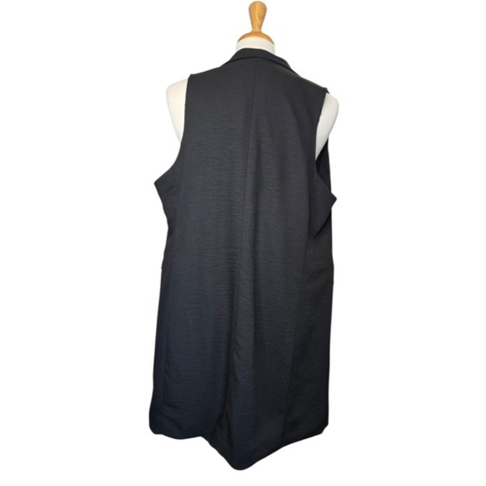 Black Longline Sleeveless Blazer Vest Double Breasted 16 Minimalist Workwear - Picture 4 of 7